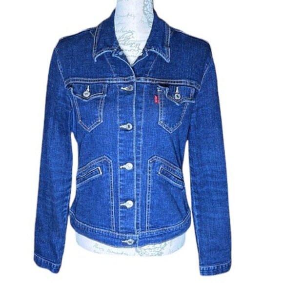 Levi's Juniors Blue Stretch Denim Jean Jacket Size Large - Picture 1 of 14